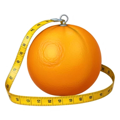 generate an orange with a yellow measuring tape around it sticker