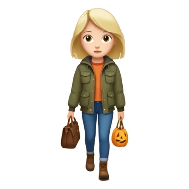 Girl walking through the woods during autumn sticker