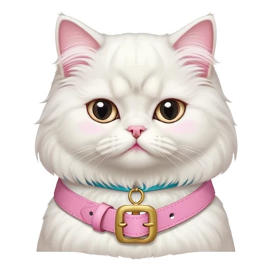 White Persian cat with pink belt  sticker