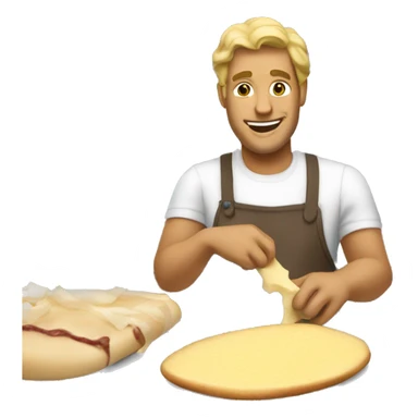 Blonde man making cheesesteak  sticker