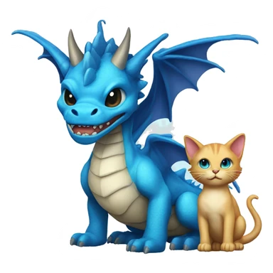 Blue dragon with a kitten on its head  sticker