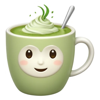 White background, matcha latte sticker