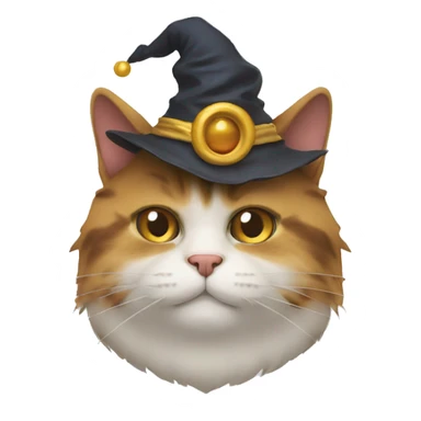 Fat cat head with a wizard hat sticker