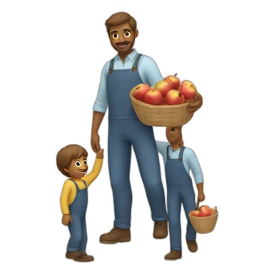 Fathers picking Up apples sticker