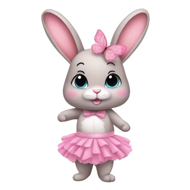 Beautiful bunny in pink tutu with butterfly on the nose magical  sticker