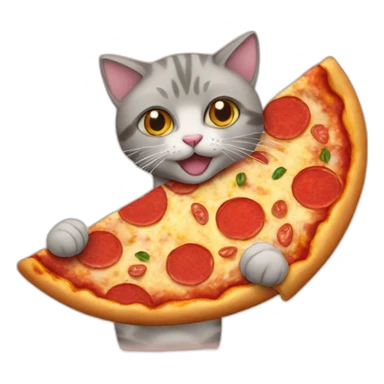 cat eat pizza sticker