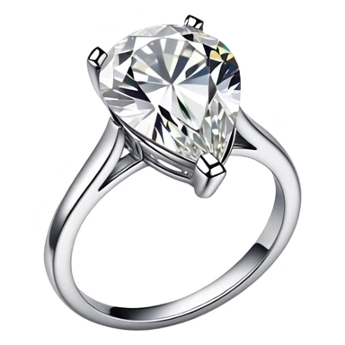 Engagement ring with tear shaped diamond sticker