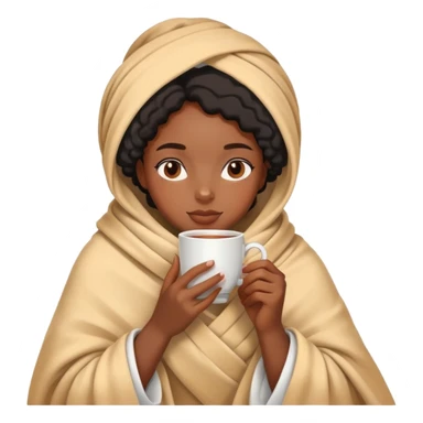 black girl wrapped in blanket drinking tea sticker