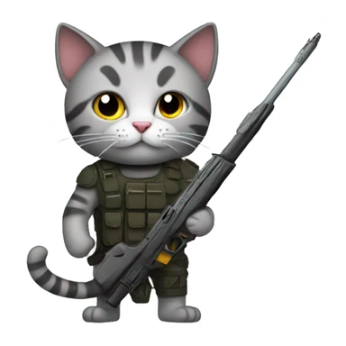 A cat with a weapon sticker