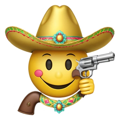 Smiley with a gun and an sombrero sticker