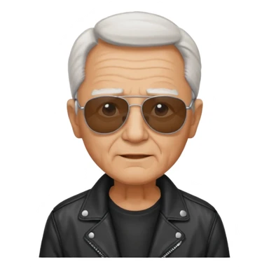 elderly man with sunglasses and jacket sticker