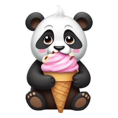 Panda eating ice cream and eating chocolate cake with chocolate milk  sticker