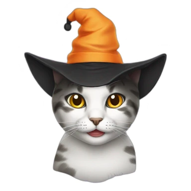 cat with halloween cap sticker