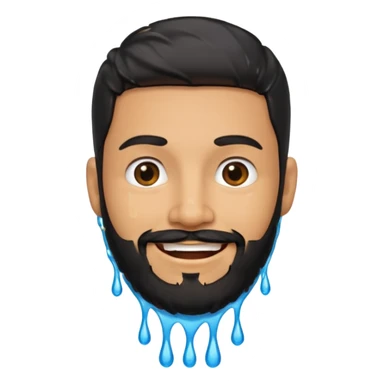 Smiling hispanic man with black beard that is dripping wet sticker