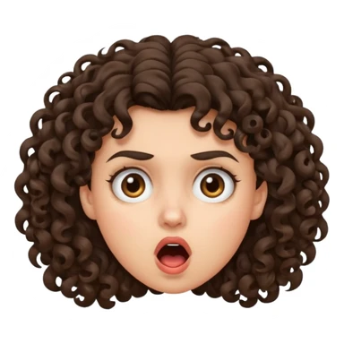 Curly hair brunette with a shocked angry face  sticker