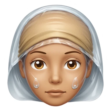 Human head completely wrapped in plastic wrap, air bubbles under surface. sticker