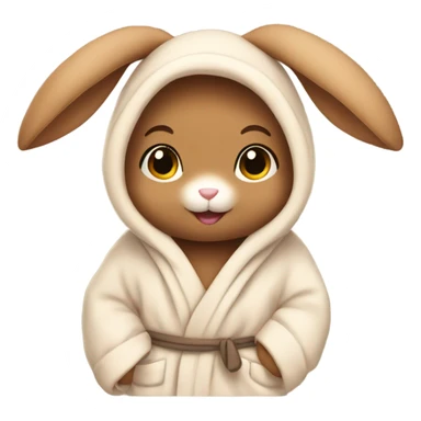 cute brown bunny in a robe sticker