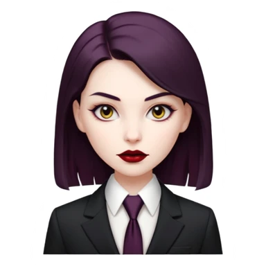 {
      "type": "human",
      "look": "femal modern vampire, slick hairstyle, dark suit, loosened tie",
      "description": "a modern vampire with a slick hairstyle in a dark suit and loosened tie"
    } sticker
