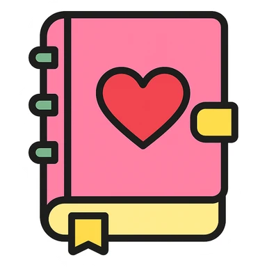 a pink diary, color outline icon style sticker