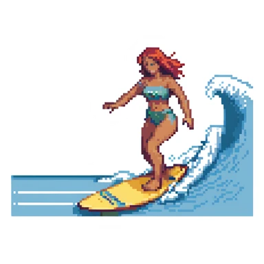 woman surfing sticker