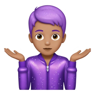 boy supervisor wearing glitter purple glittery clothes sticker