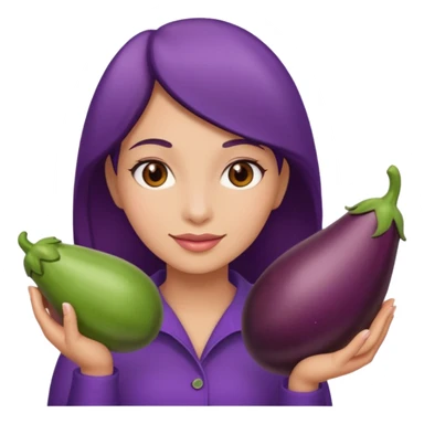 Mulher,com uma berinjela na mão,só uma b sticker