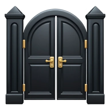 iOS emoji, minimal dark gate, sealed door, flat design sticker