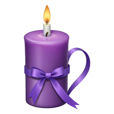 A cup of purple candle with purple ribbon wrapped around the cup. sticker