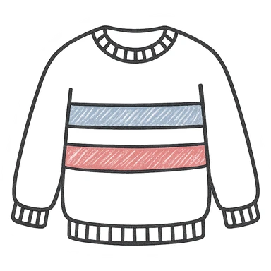 sweater with blue and red horizontal stripes, hand drawn style sticker