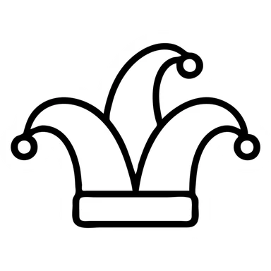 jester's hat logo, outlined icon style, simple and recognizable sticker