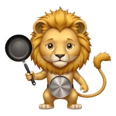 Lion holding frying pan sticker