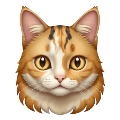 full body anxious looking colourful light calico tabby cat with hazel eyes and patchy brown tabby sections of fur sticker