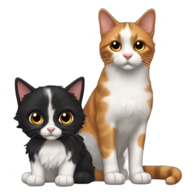 calico cat next to black dog sticker