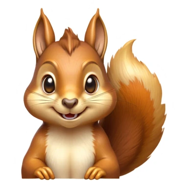 Cinematic Cheeky Squirrel Portrait Emoji, Head cocked to one side with a cheeky smirk and sparkling, impish eyes, featuring a compact, agile form with a luxuriously bushy tail and perky ears, Simplified yet remarkably expressive features, highly detailed, glowing with a playful, golden glow, high shine, mischievous and lively, stylized with an air of woodland naughtiness, soft glowing outline, capturing the essence of a cheeky squirrel that seems poised to leap out of the screen with a fun-loving attitude! sticker