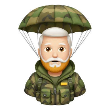 White guy with white beard in camouflage and a parachute  sticker