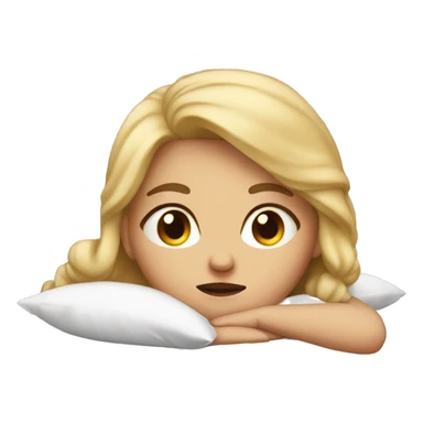 blonde girl laying in bed sad sticker