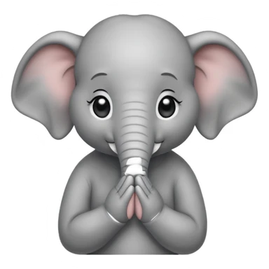 cute elephant with hands together, little tears in his eyes sticker