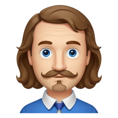 French writer Corneille, brown mi-long wavy hair, baldness on the forehead, moustache, goatee, dressed with a collar,blue eyes, garde à vous  sticker
