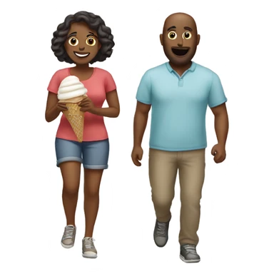 make an emoji that shows a American couple of a woman and a man going for a walk eating ice cream sticker