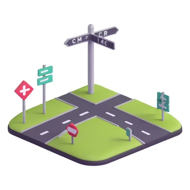 crossroads with signpost pointing in two different directions sticker