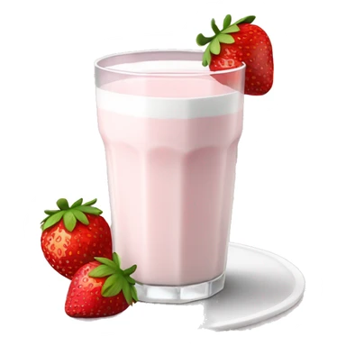 hot strawberry milk in a white glass with a small plate underneath sticker