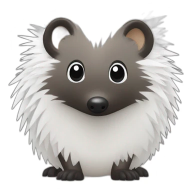 Hedgehog black and white quills one black ear one white ear full body sticker