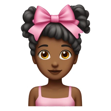 A girl witha pink bow on her hair and her hair black sticker