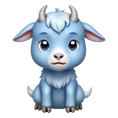 Disapppinted-crying with tears-cute-small-full body-blue goat-head tilted back sticker