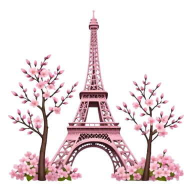 Eiffel Tower with detailed realistic cherry blossoms  sticker