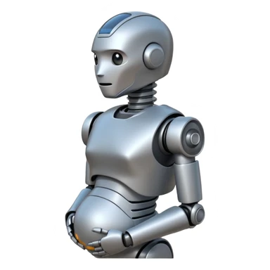 Pregnant male robot. Profile view. Facing left. 2 dimensional emoji style. sticker