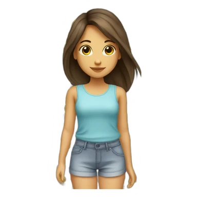 Fille brune au cheveux lisse sticker