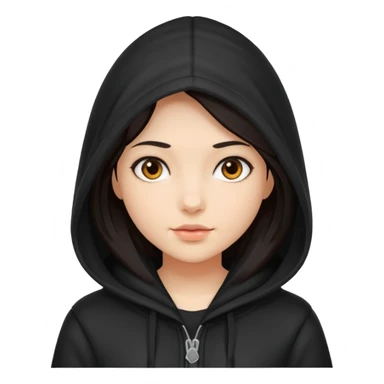 girl with a hood on with dark hair sticker