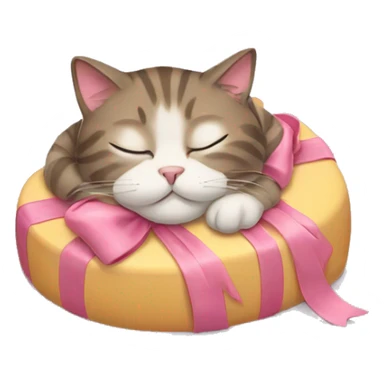 Cat with bow sleeping sticker