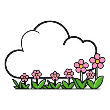 A cute cloud shape formed by pink and white flowers sticker